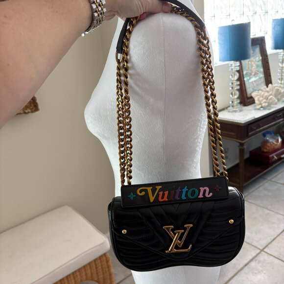 Louis Vuitton Calfskin New Wave Chain PM Black Crossbody Shoulder Bag Authentic - Picture 4 of 17